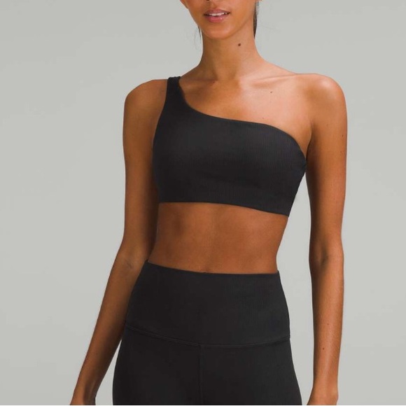 Lululemon Ribbed Nulu Asymmetrical Bra Light Support, A/B Cup in Black NWT Sz 10 - Picture 1 of 8